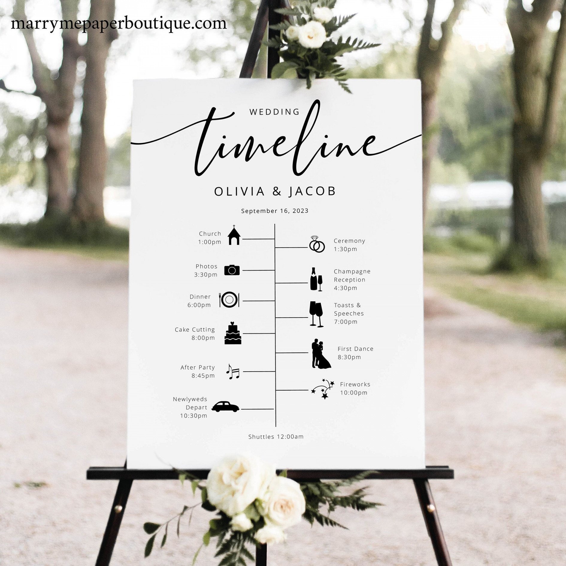 Wedding Timeline Sign Template Modern Calligraphy Wedding - Etsy