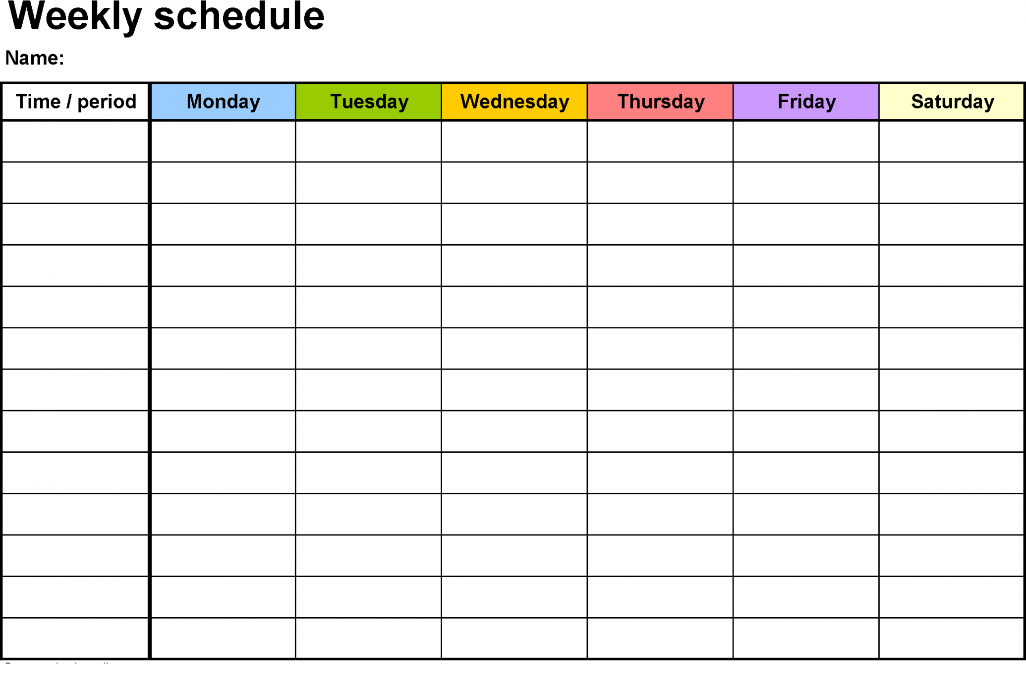 Weekly Calendar Template Hd Planner  Daily schedule template