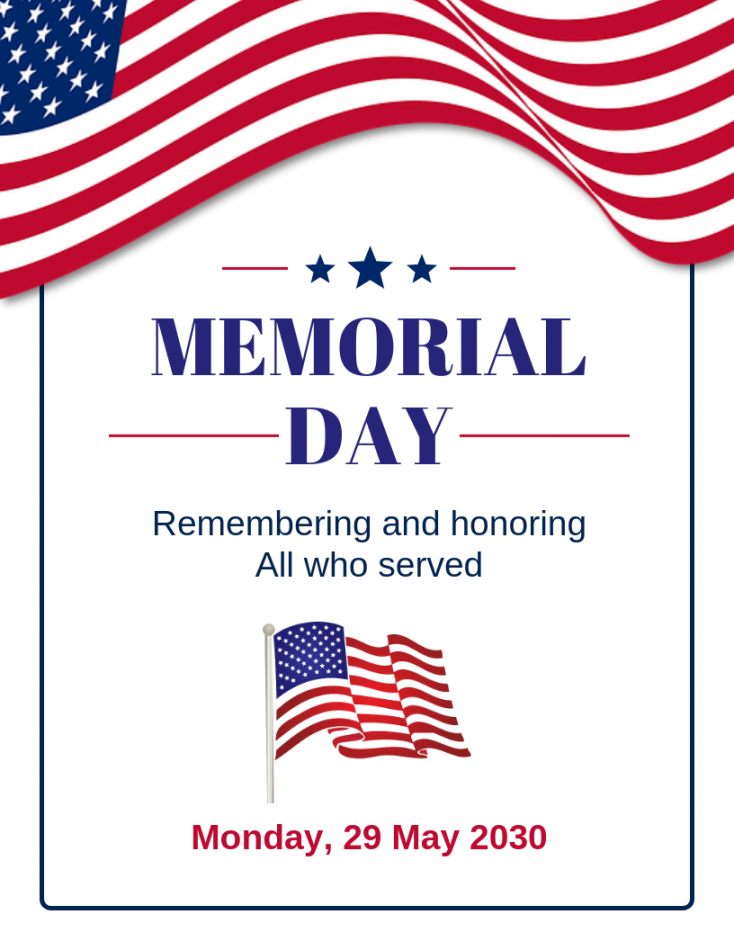 White Minimalist Memorial Day Flyer - Venngage