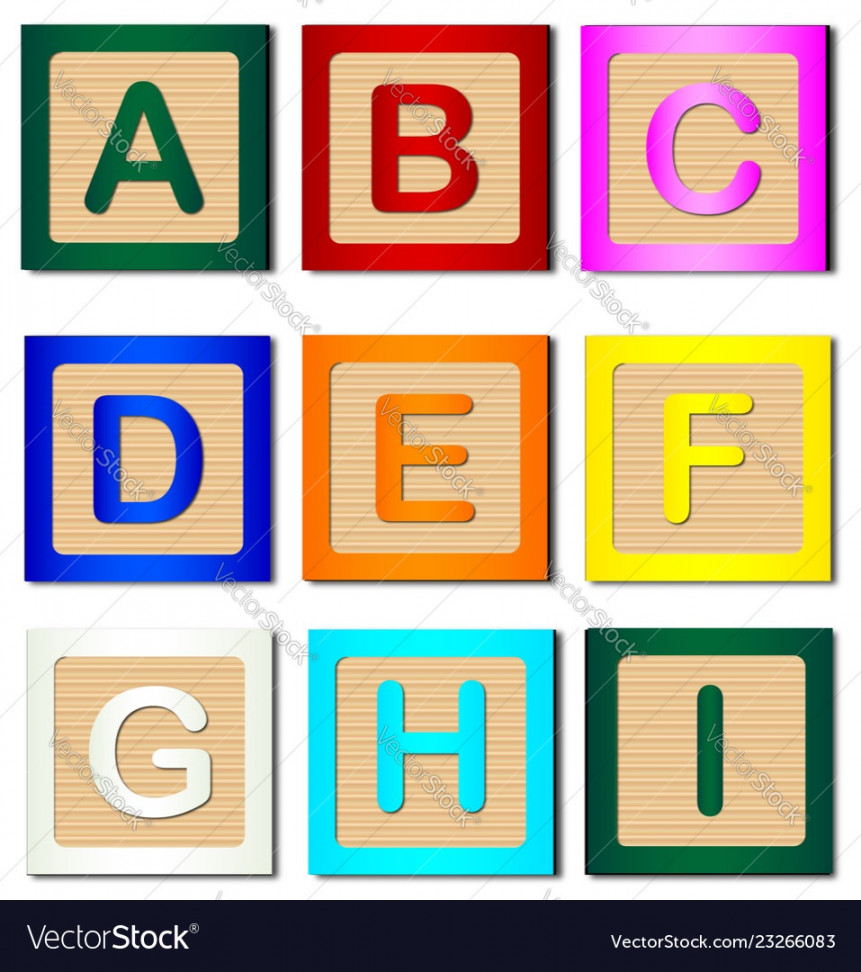 Wooden block letters a to i Royalty Free Vector Image