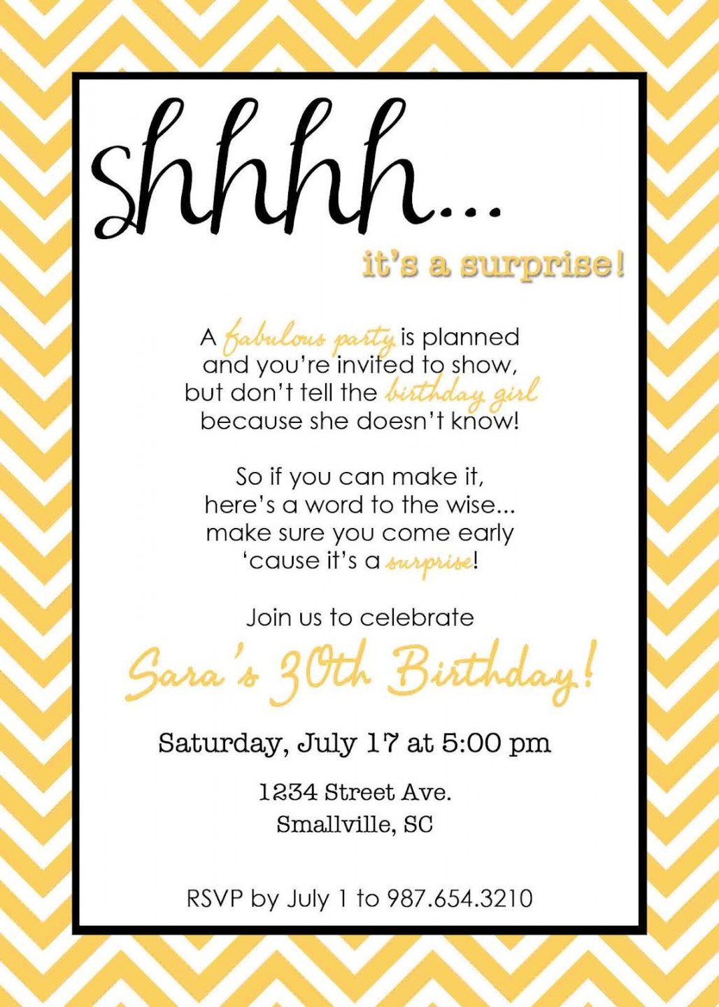 Wording for Surprise Birthday Party Invitations  Birthday party