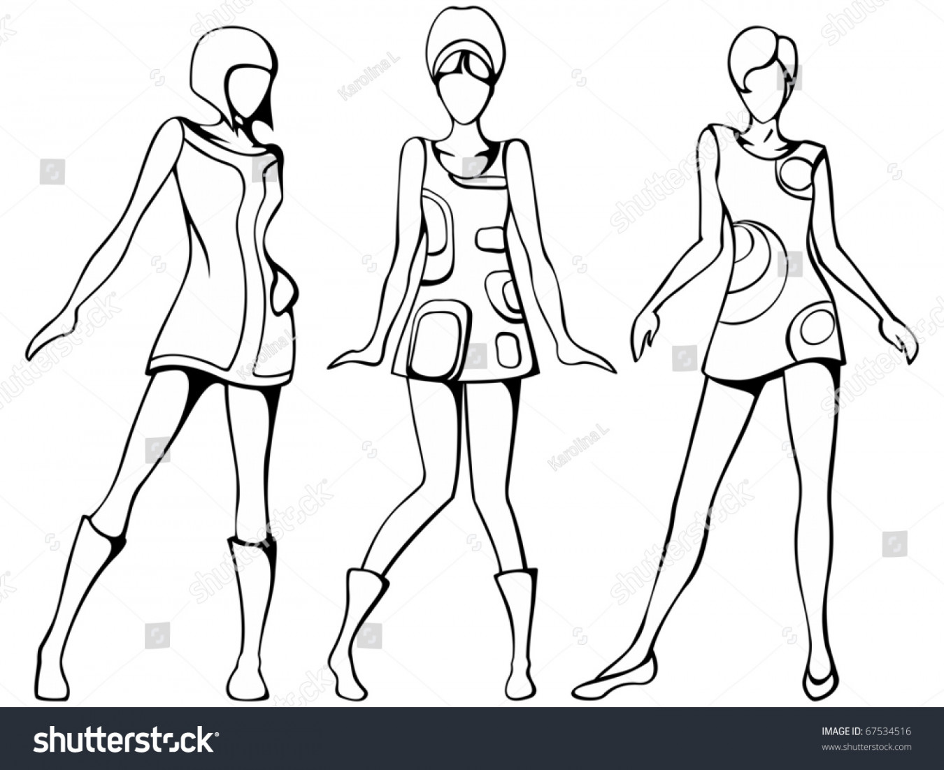 , 960s Fashion Sketch Images, Stock Photos, D objects