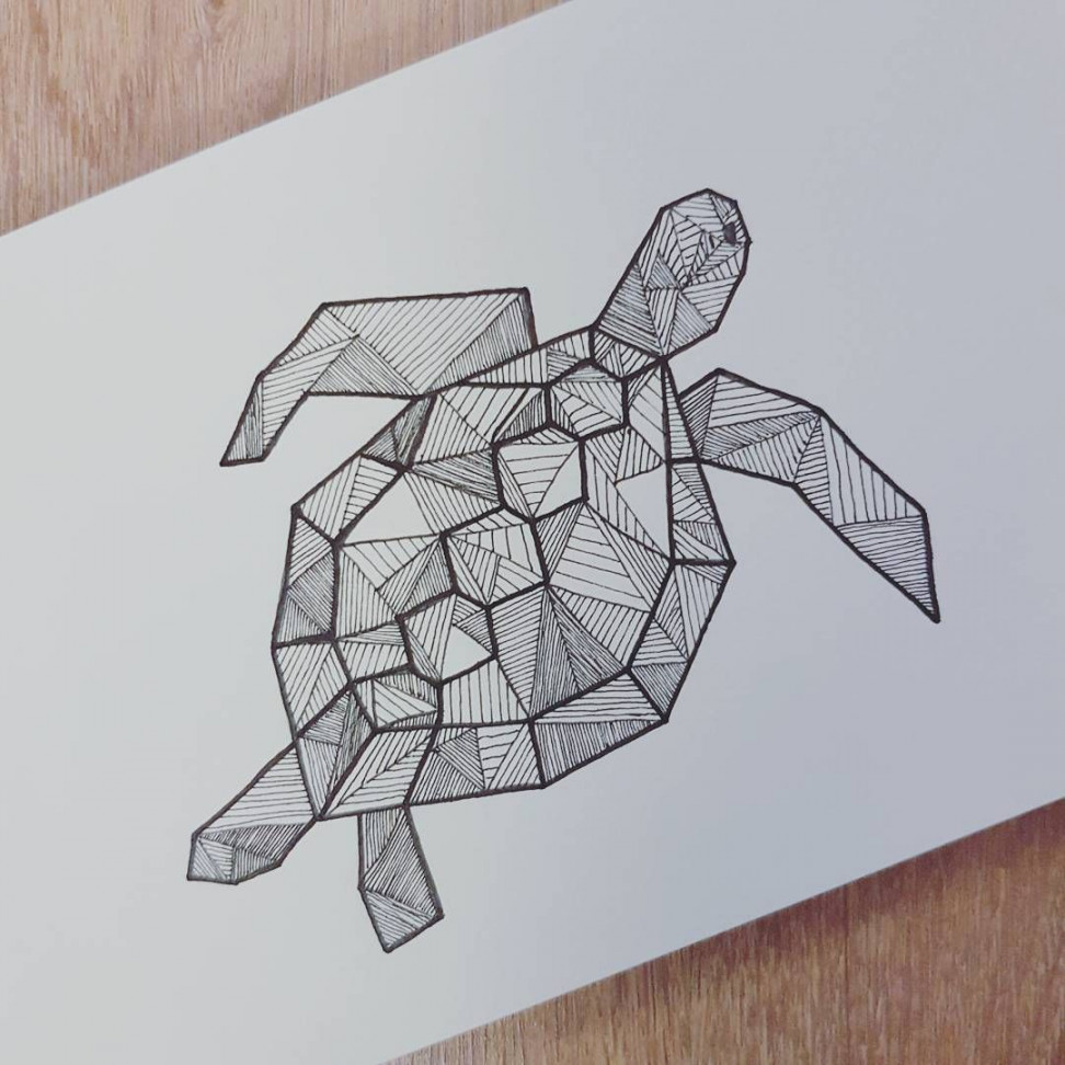 A little geometric turtle! Trying out some new styles in my sketch