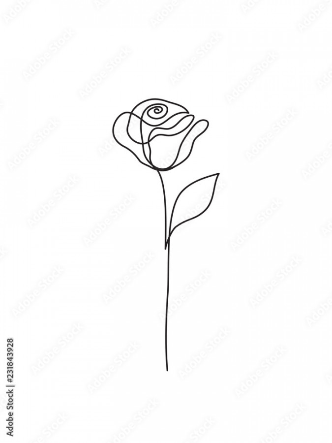 Abstract rose line drawing logo. Continuous line