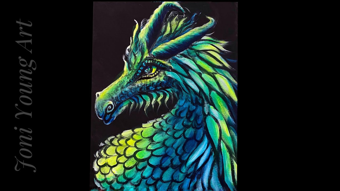 Acrylic Painting of A DRAGON 🐉 TIME- LAPSE