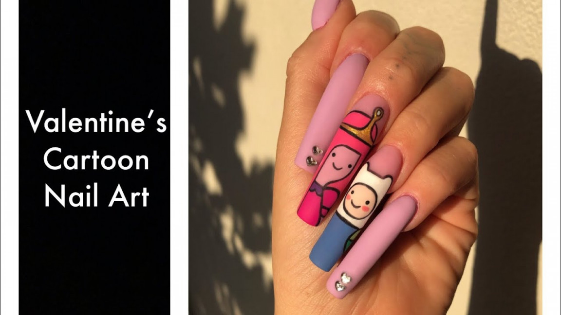 Adventure Time Valentine’s Nails  Cartoon Nail Art Tutorial