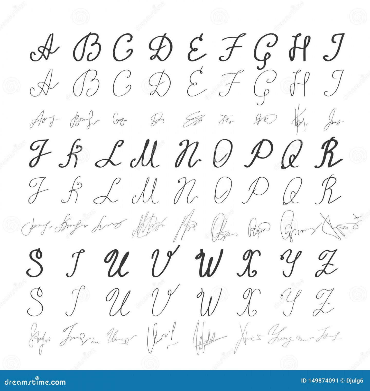 Alphabet in English. Hand Drawn Typeface