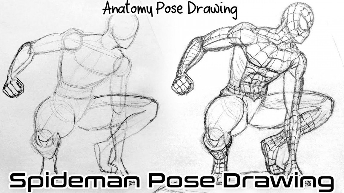 Anatomy pose drawing Spiderman Pose Drawing