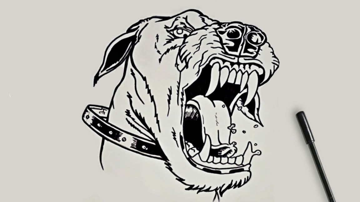 ANGRY DOG DRAWING  ARTIST MUNDA