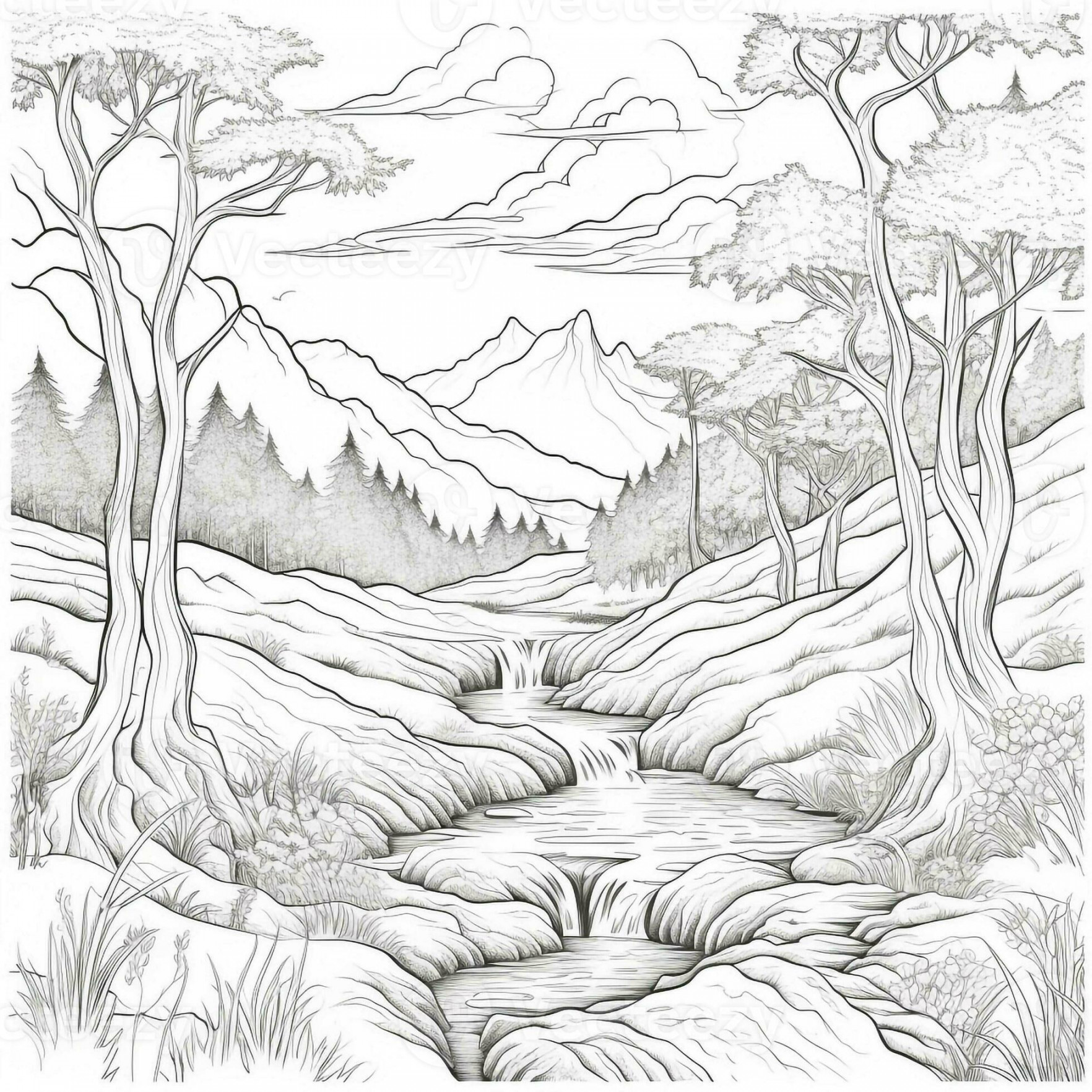 Anime Scenery Coloring Pages  Stock Photo at Vecteezy