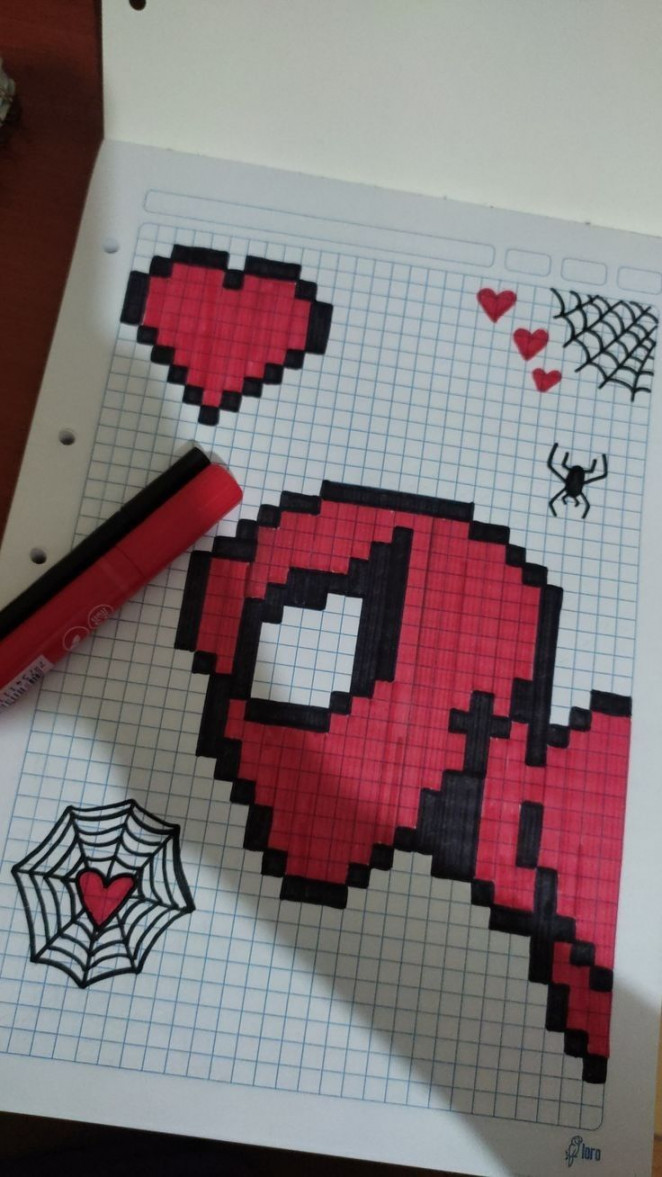 ART ❞ in   Spiderman pixel art, Easy doodle art, Graph paper