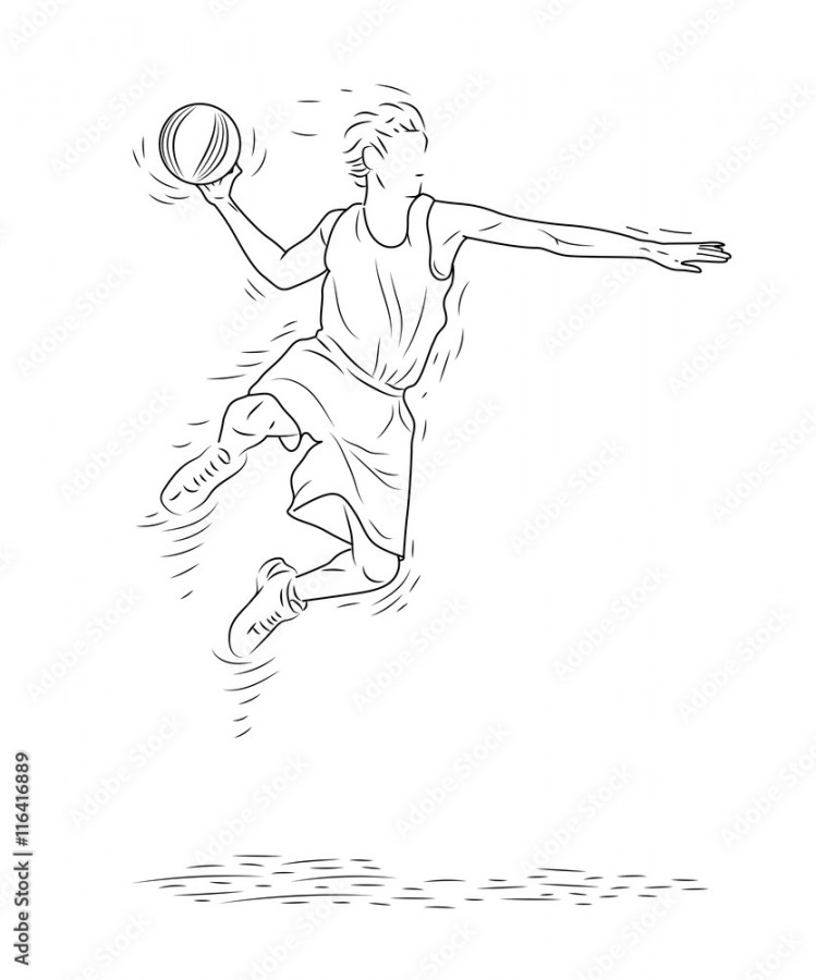 Basketball Player in Slam Dunk Action, Basketball Sport Motion