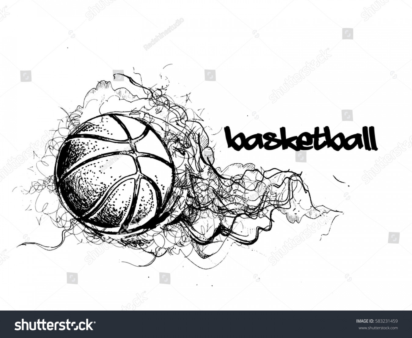 Basketball Sketch Smokey Wave Design Vector: Stock-Vektorgrafik