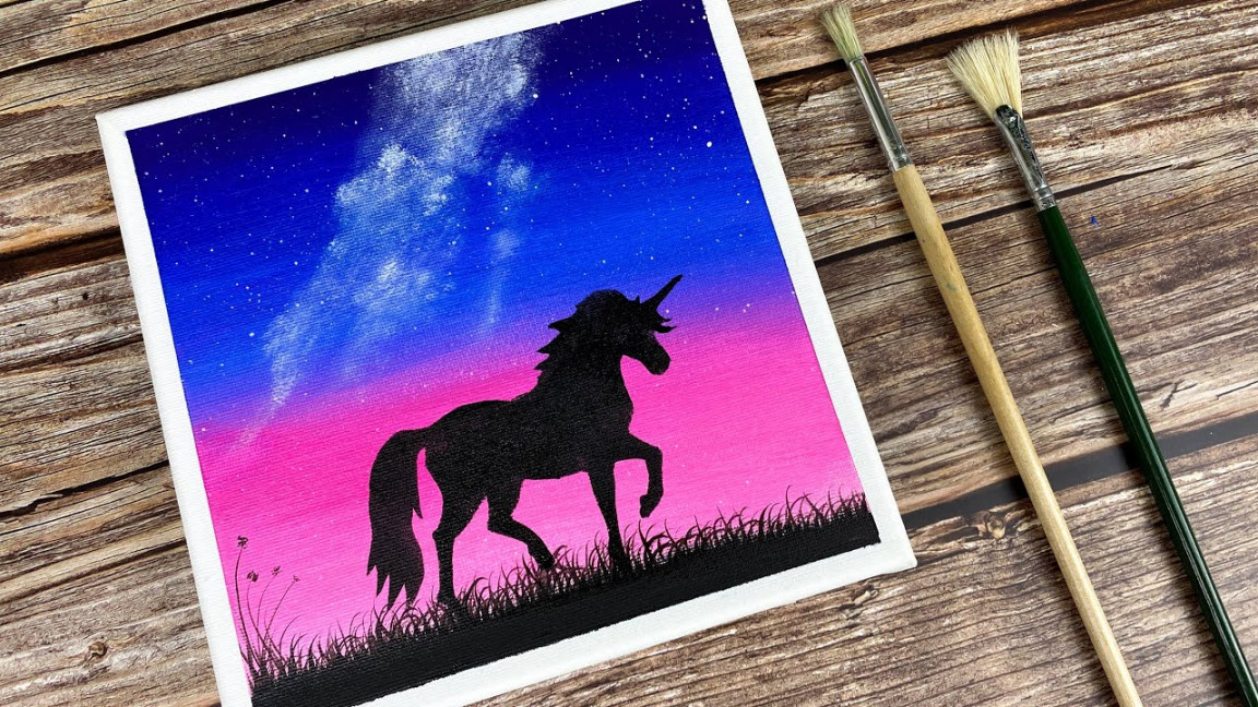 Beautiful Unicorn Painting Idea For Beginner - Easy Acrylic Painting Idea  #