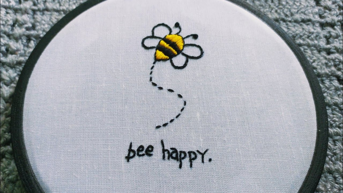 Bee🐝 Happy Embroidery Hoop Art  Creative Embroidery Art  Embroidery  For Beginners- Let