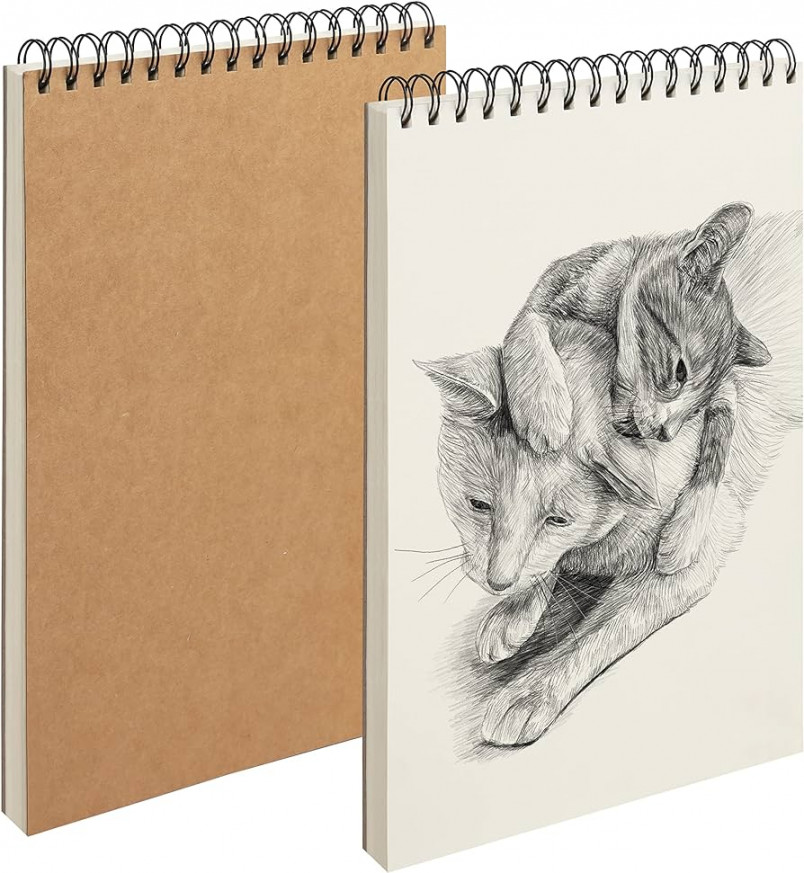 BELLE VOUS Pack of  Sketchbook A Spiral Bound with 6 x 18gsm Pages - 1  x 9