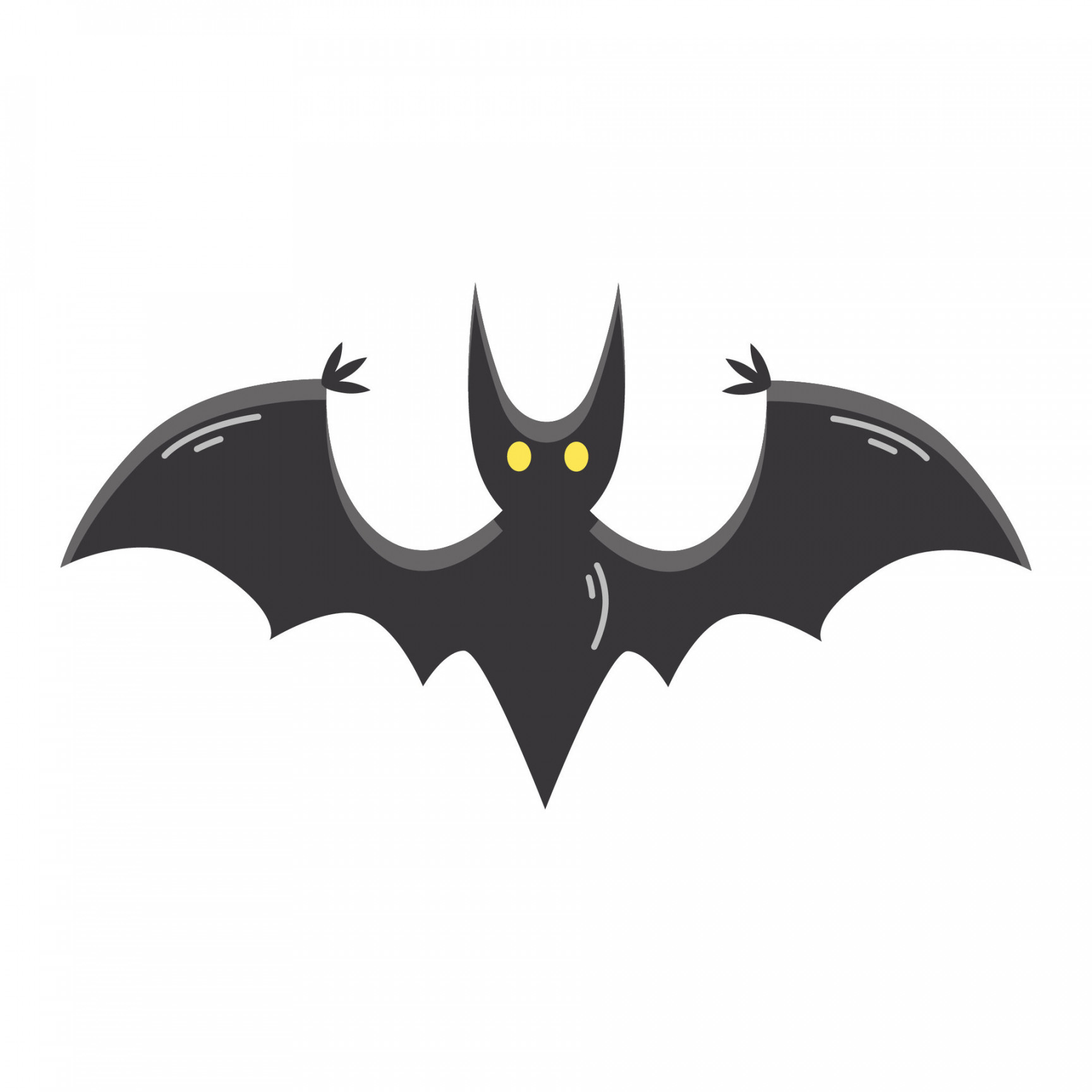 Black Halloween bat, holiday symbol, vector sticker, drawing