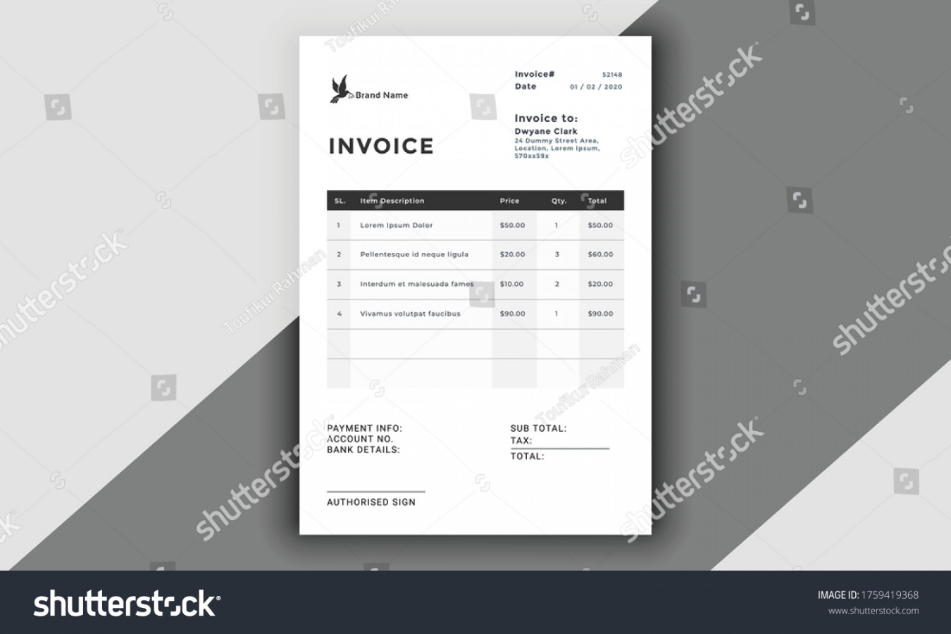 Black White Invoice Template Royalty-Free Images, Stock Photos