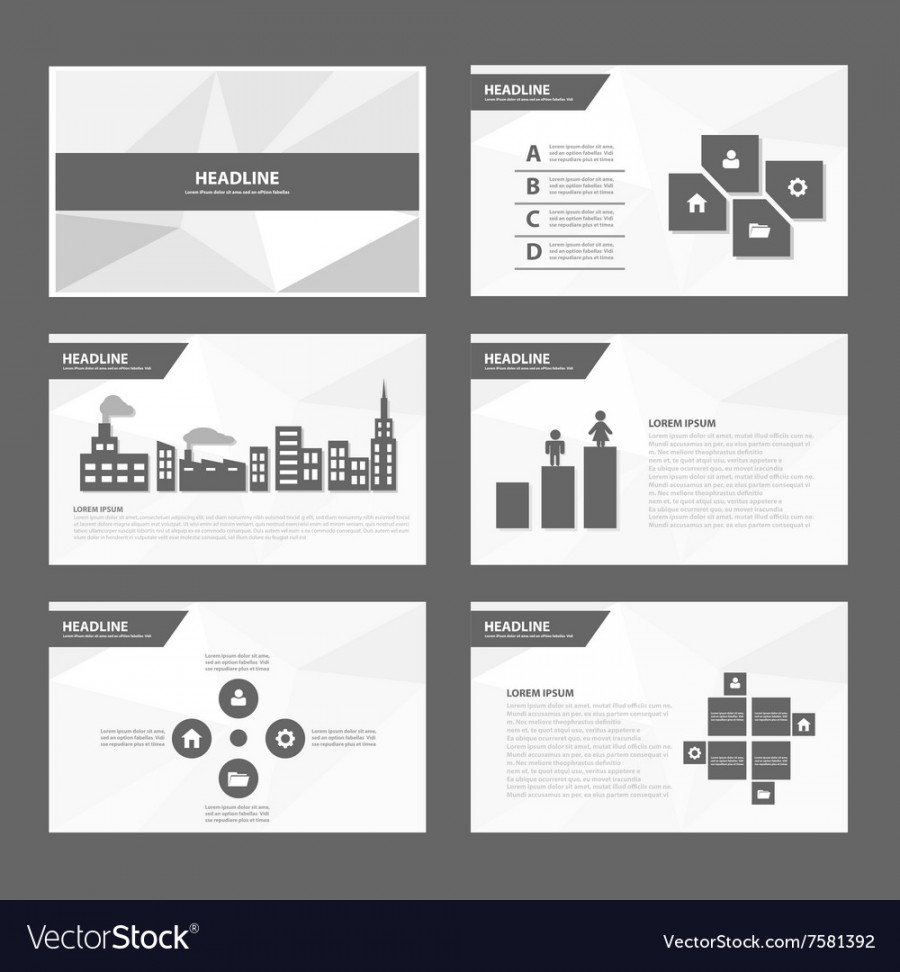 Black white presentation templates infographic set