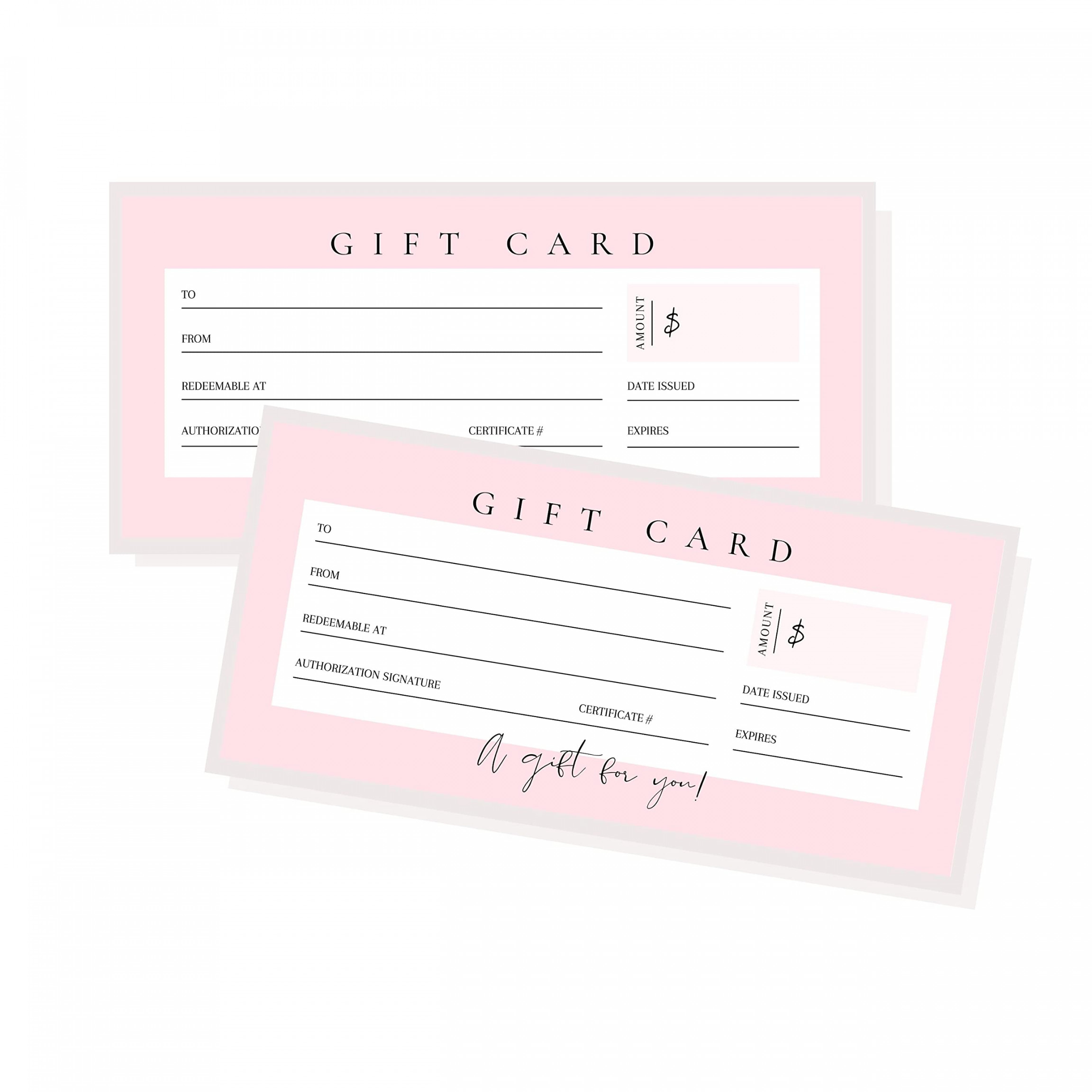 Blank Gift Certificates in Cute Pink,  Pack,