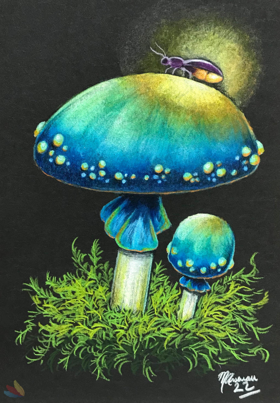 Blue Mushroom Drawing by TheArtsyPuffin on DeviantArt