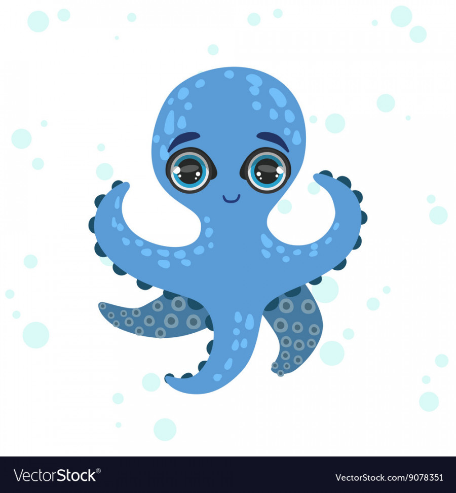 Blue octopus drawing Royalty Free Vector Image