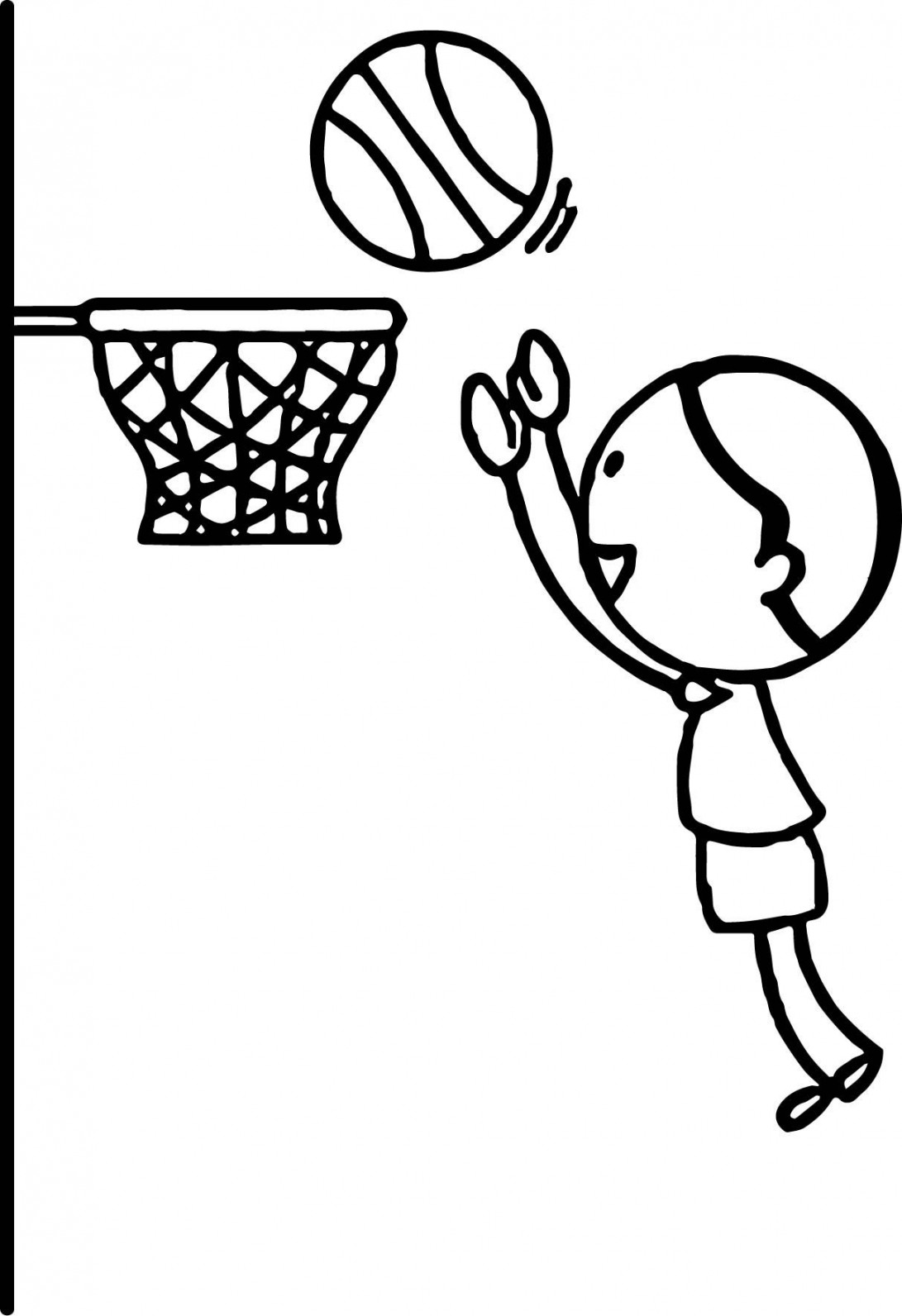 Boy Playing Basketball Jumping To Hoop Playing Basketball Coloring