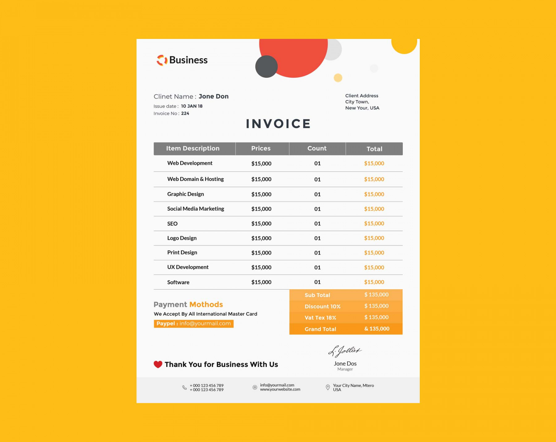 Branded Invoice Template (PSD)