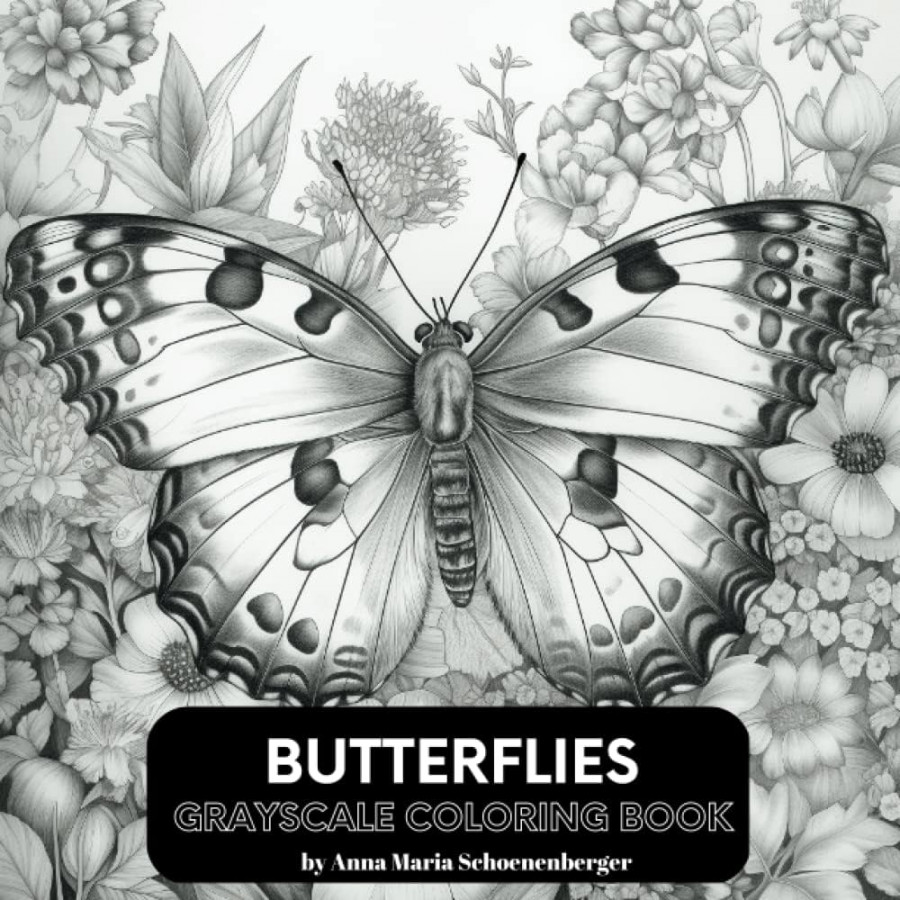 BUTTERFLIES Grayscale Coloring Book (Grayscale Animals)