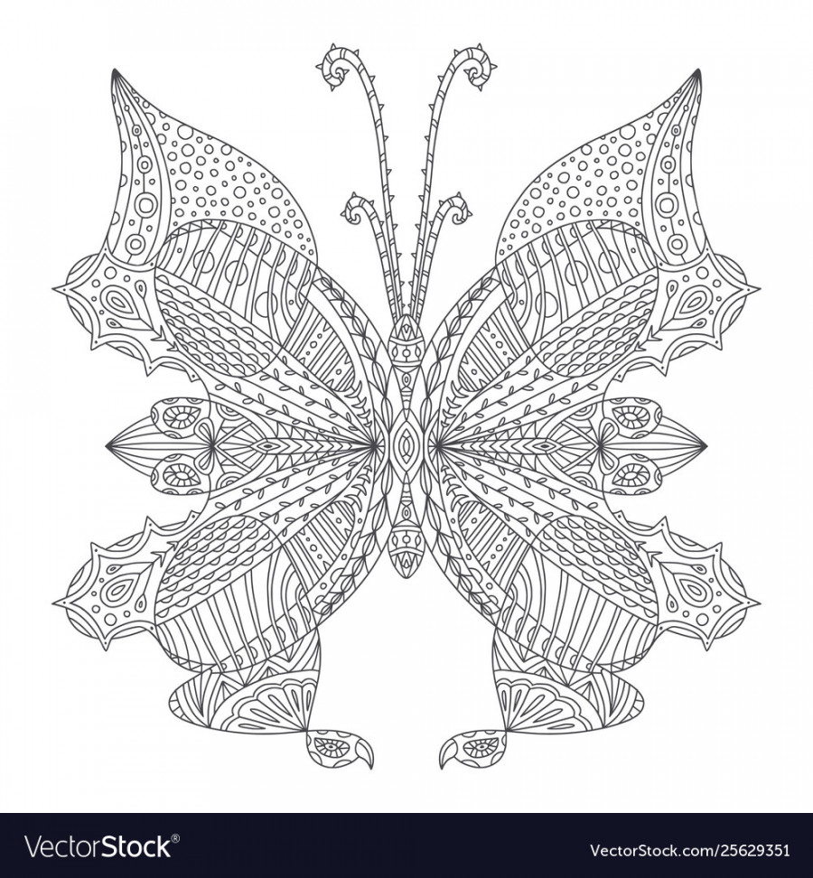 Butterfly coloring page tattoo art design Vector Image