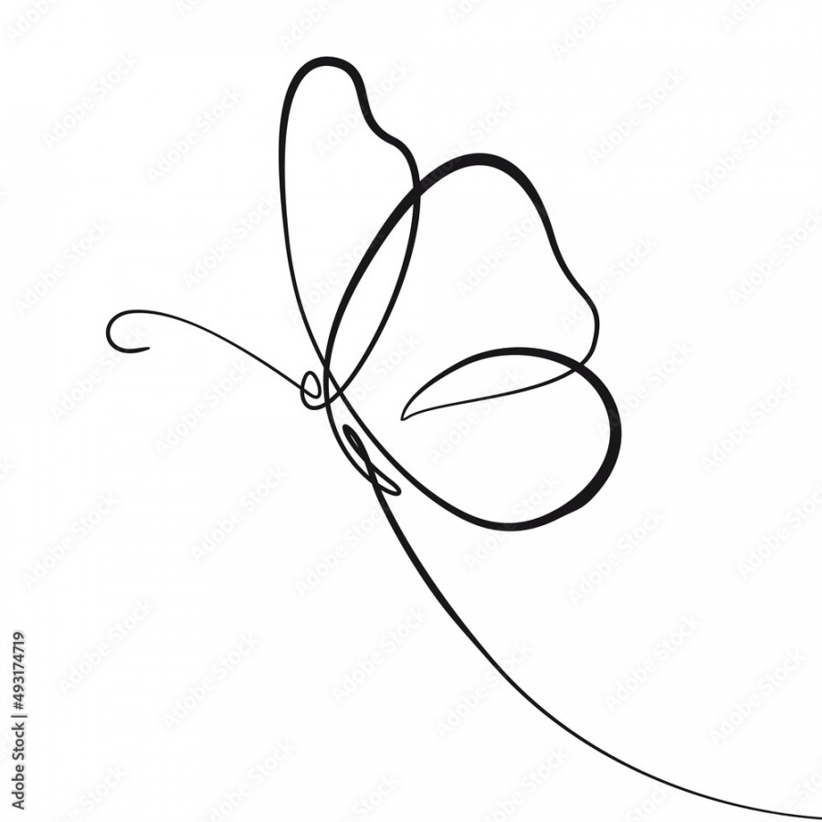 Butterfly Continuous Line Art Drawing