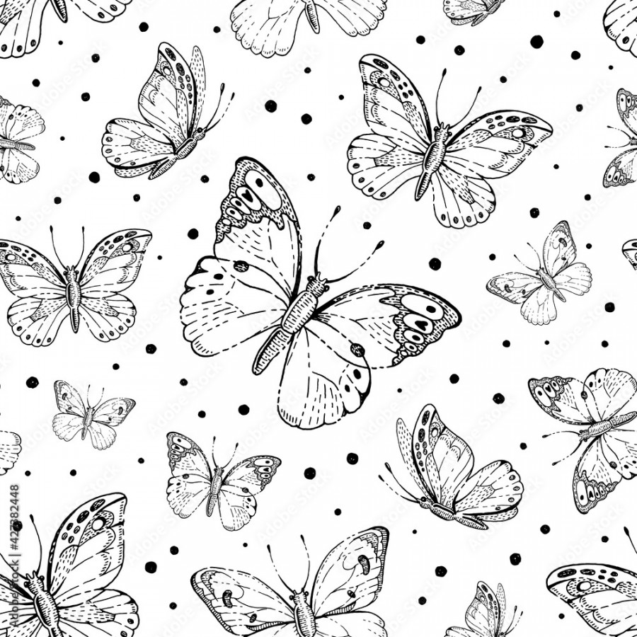 Butterfly pattern. Vector seamless