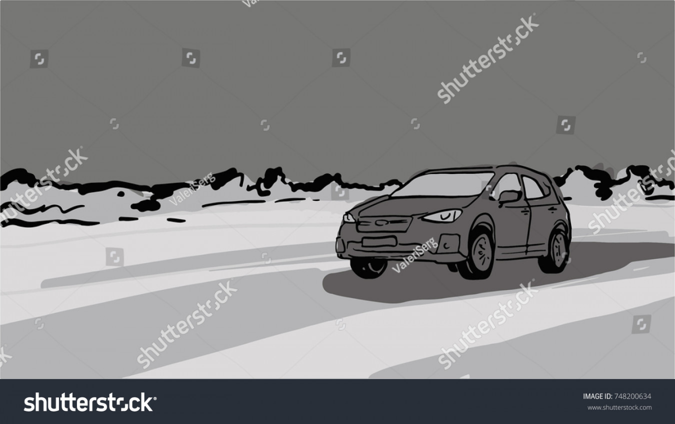 Car Lights Off On Nature Night Stock Illustration