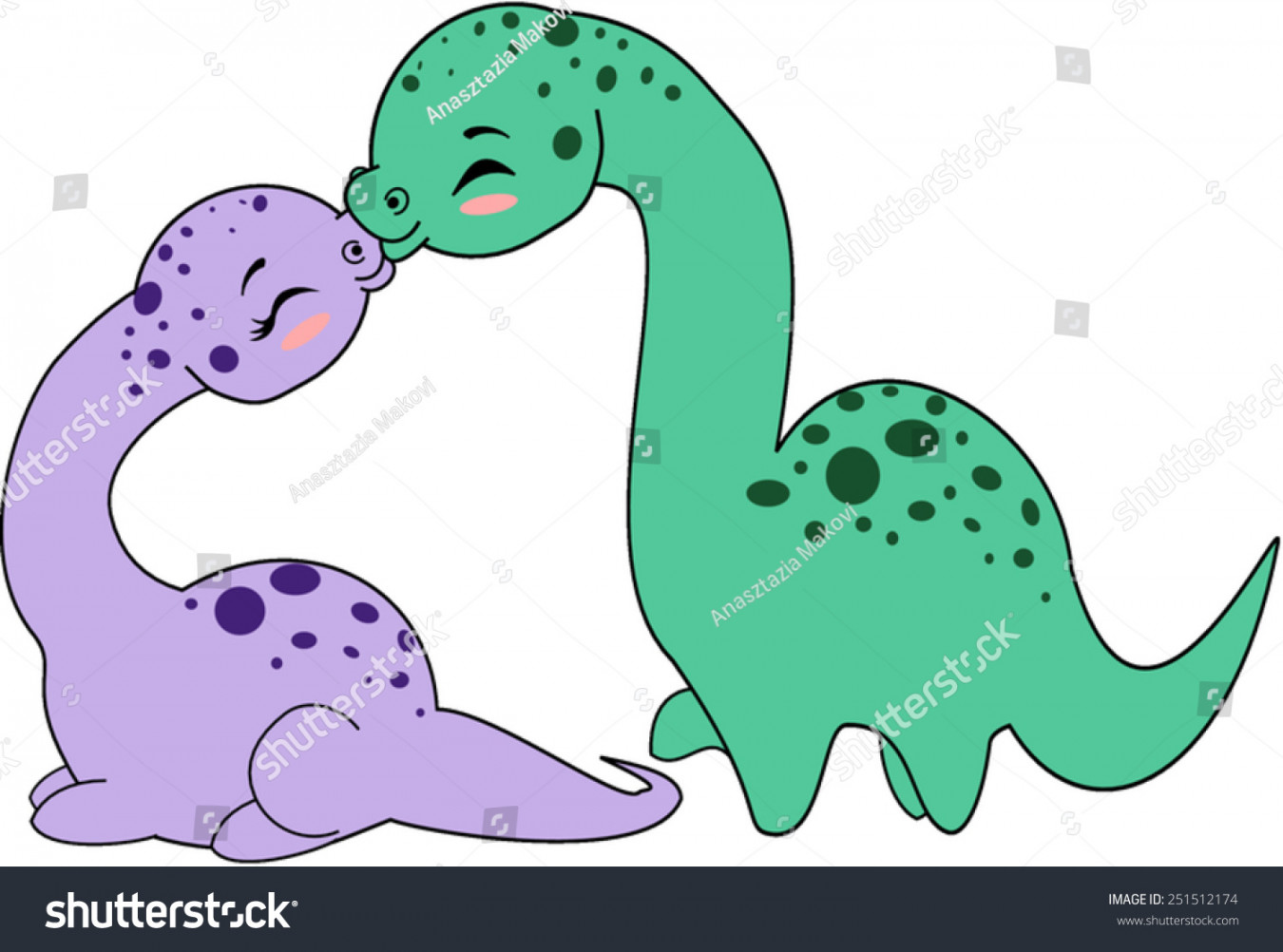 Cartoon Dinosaur Kiss: Stock-Vektorgrafik (Lizenzfrei)