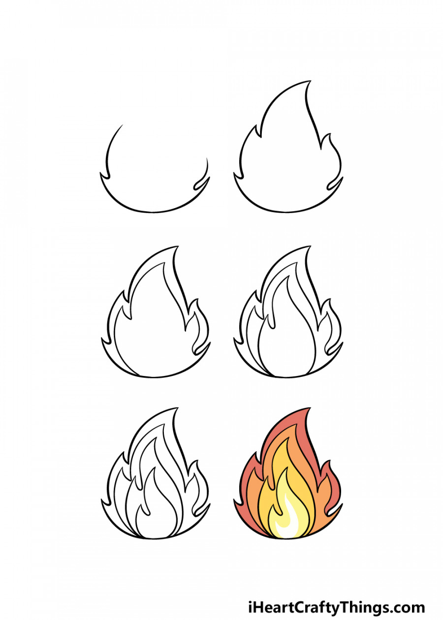 Cartoon Flame Drawing - How To Draw A Cartoon Flame Step By Step