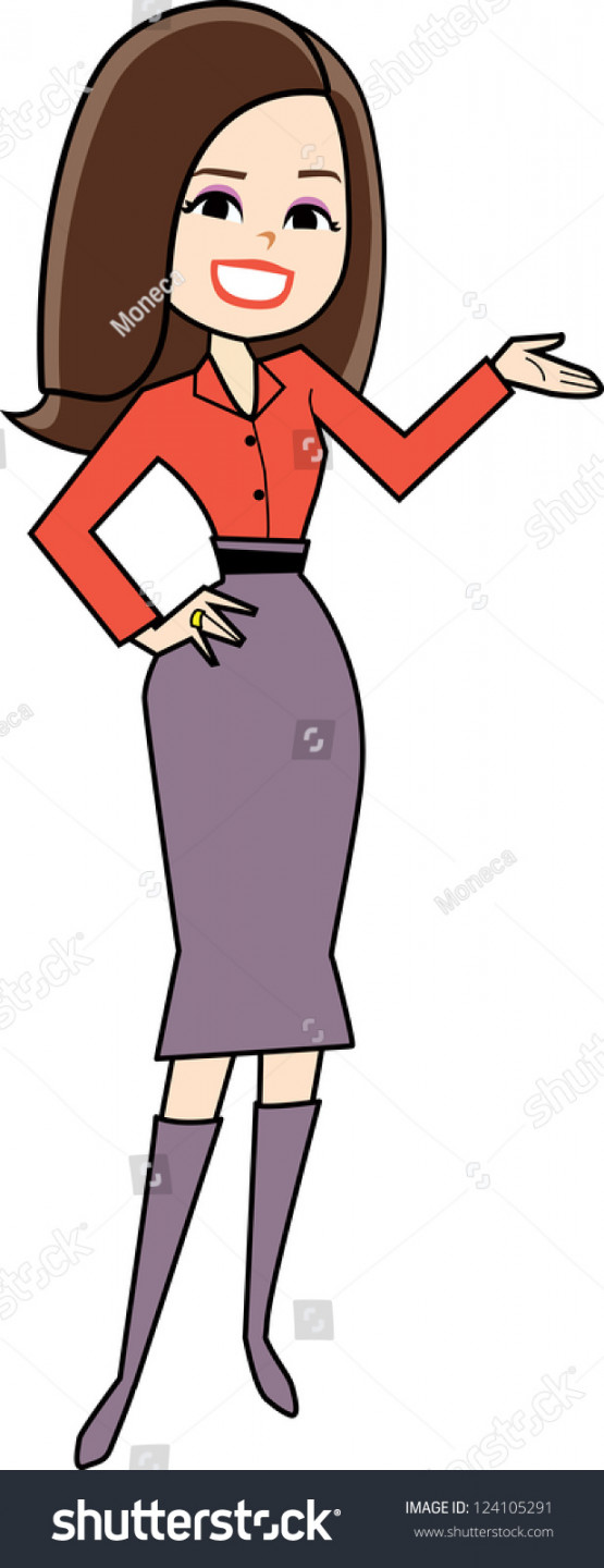 Cartoon Woman Clipart Retro Style Drawing: Stock-Vektorgrafik