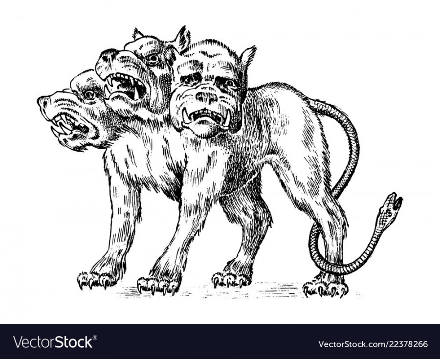 Cerberus three headed dog mythical greek antique Vector Image