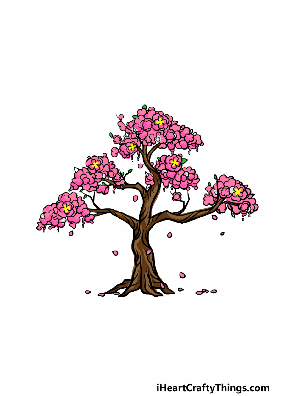 Cherry Blossom Tree Drawing - How To Draw A Cherry Blossom Tree