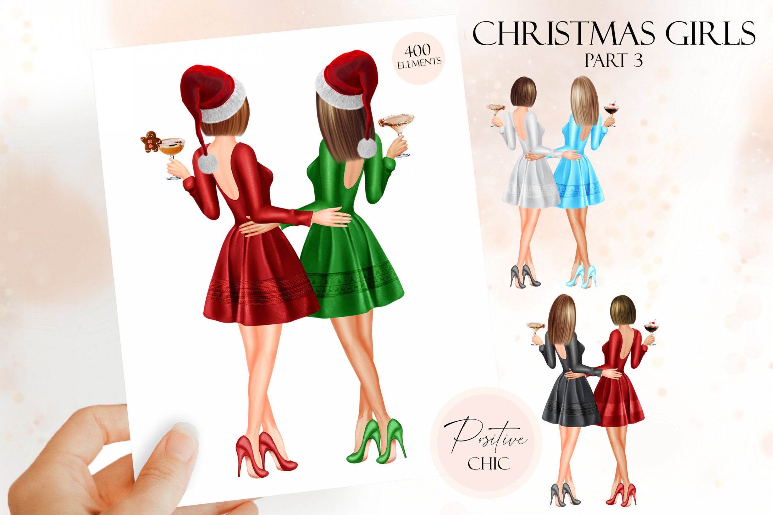 Christmas Besties Illustration X-mas Best Friends Clipart