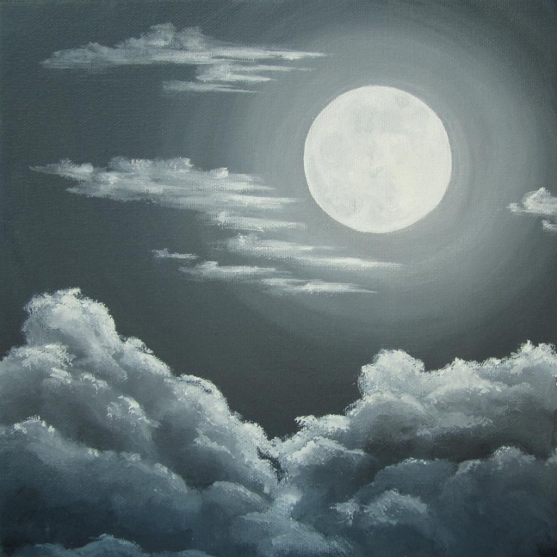 Clouds Under a Full Moon Painting by Anna Bronwyn Foley - Fine Art