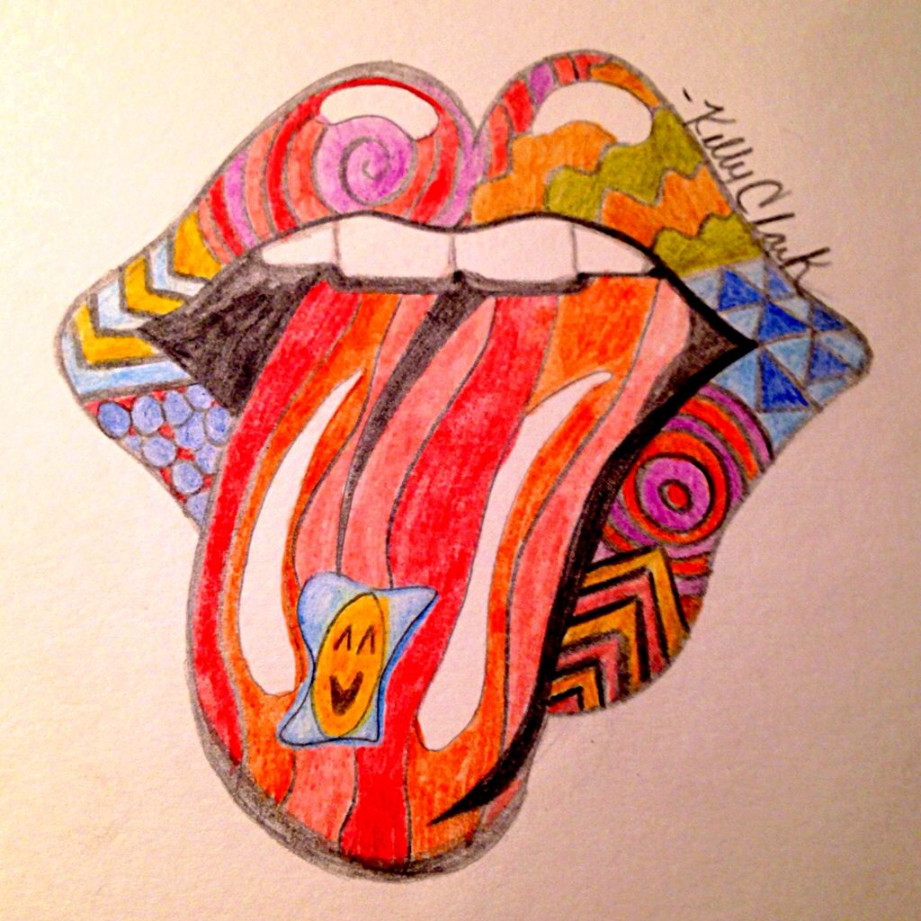 Colored pencil art project: trippy lips