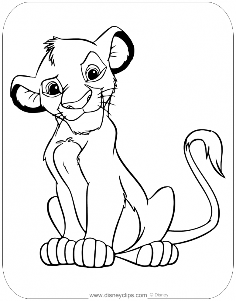 Coloring page of Young Simba from Disney