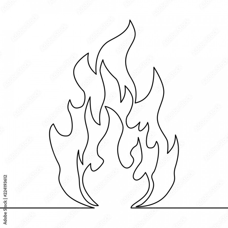 Continuous line fire one line drawing vector fire Stock