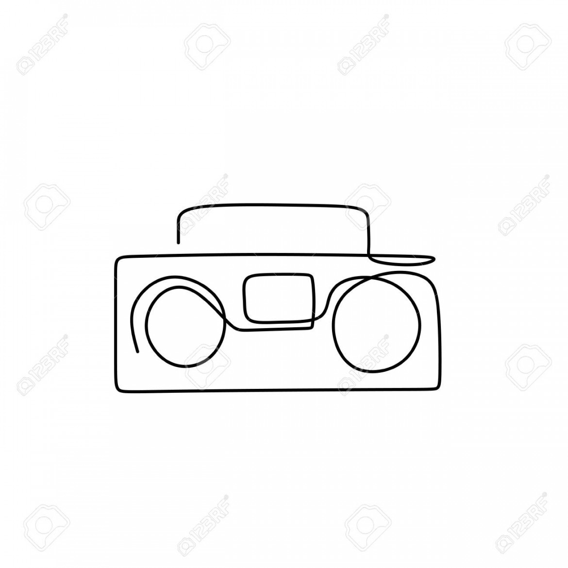 Continuous One Line Drawing Of Old Radio Vintage Style