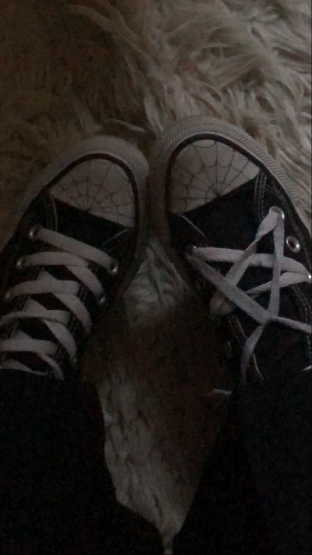 converse #custom #spider #web #pentagram #grunge #grungefashion