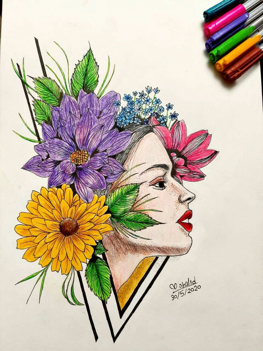 creative flowers drawing 😍❤️ colourful  Colorful drawings