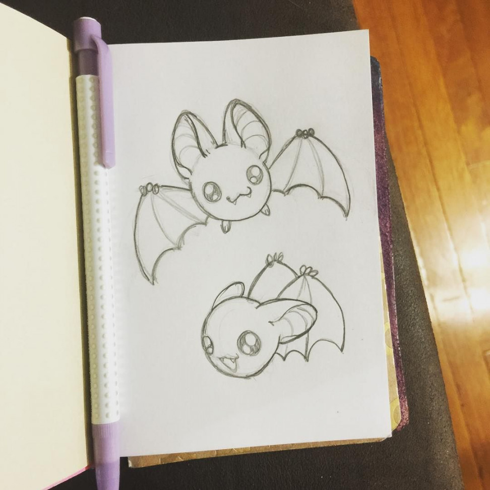 Criss on Instagram: “Kawaii bats! #doodle”  Kawaii drawings