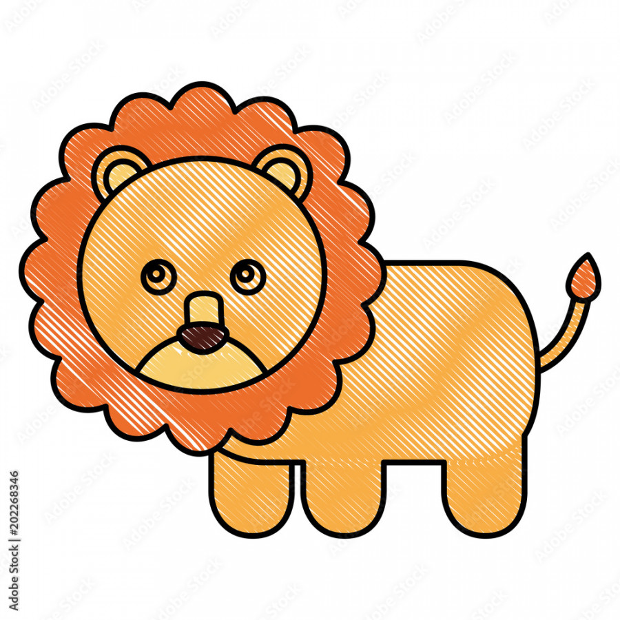 cute baby lion animal image vector illustration drawing Stock