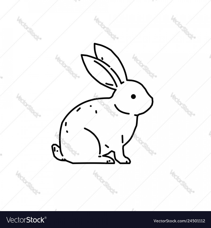 Cute bunny rabbit line art drawing Royalty Free Vector Image