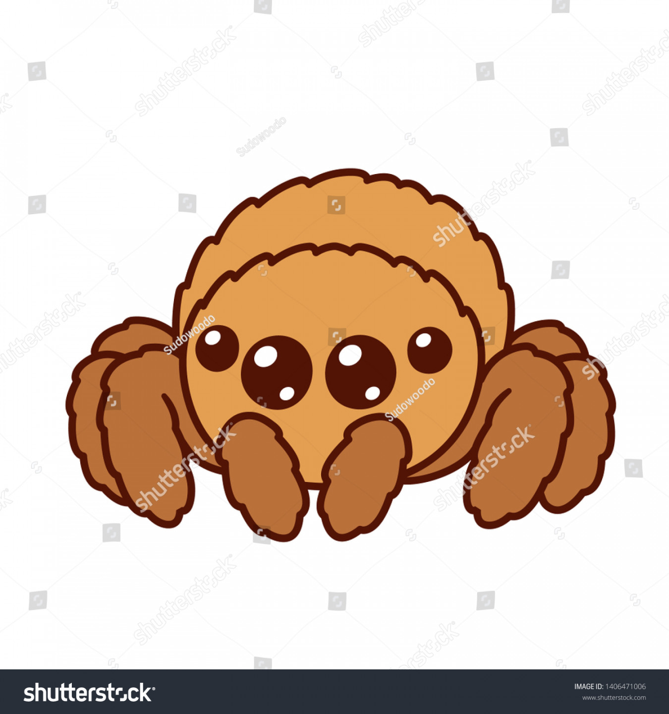 Cute Cartoon Fluffy Spider Big Shiny: Stock-Vektorgrafik